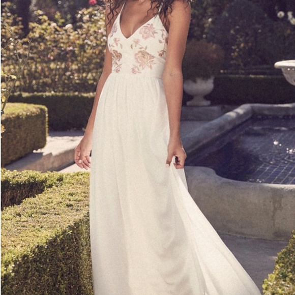 LULU'S PINK AND WHITE EMBROIDERED MAXI DRESS - Picture 1 of 8